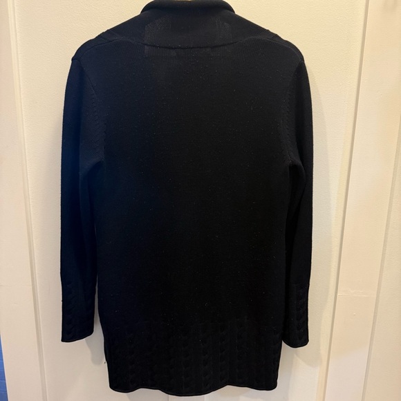 BROOKS BROTHERS | VTG 100% Merino Wool Navy Cardigan w/ Leather Strap | Size S - Picture 5 of 6